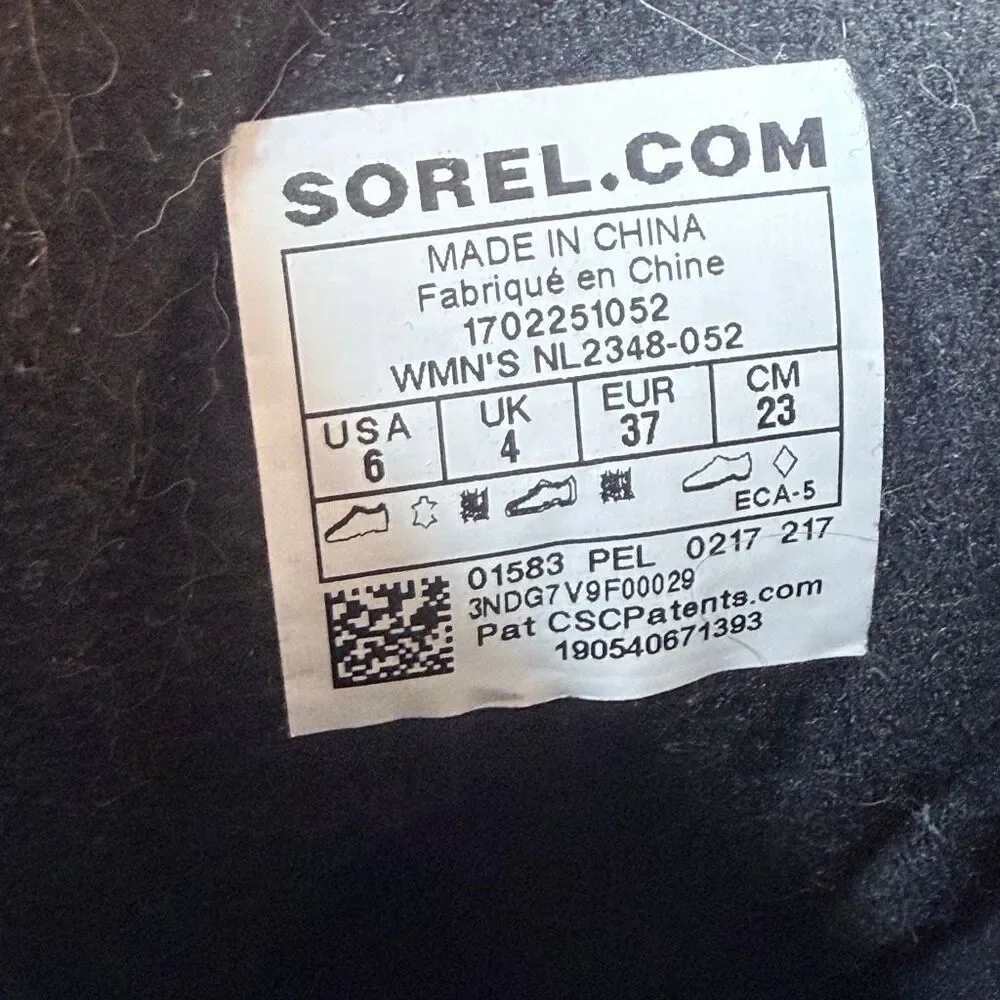 Sorel Slimpack II Lace Waterproof Winter Boots in Quarry Grey and Black Size 6